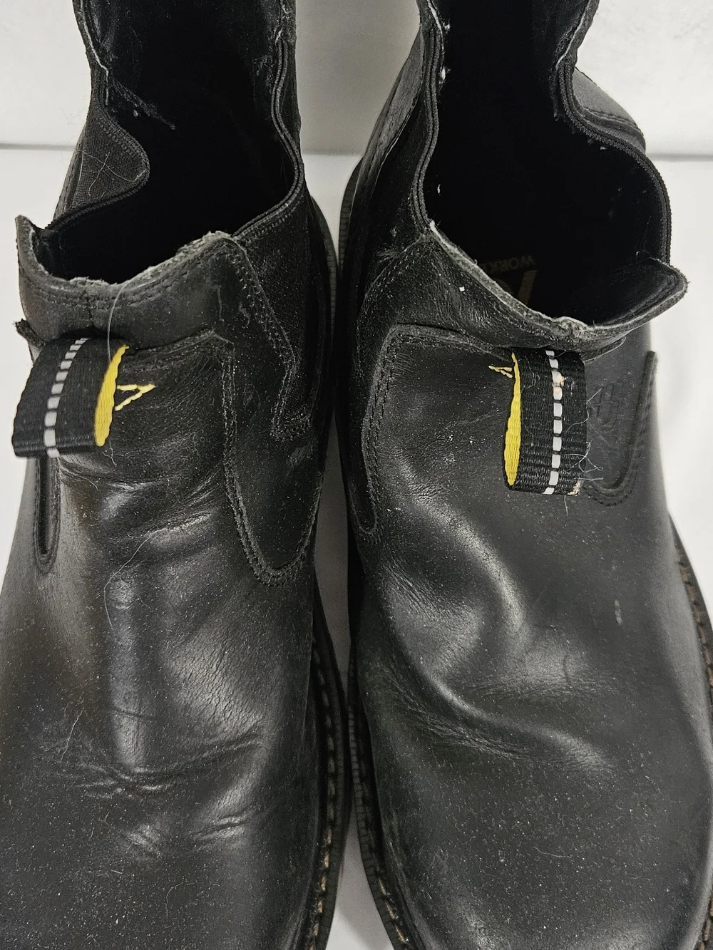 Men's Black Leather Slip-On Work Boots #286